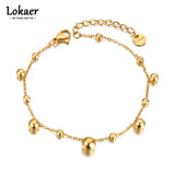Titanium Stainless Steel Round Ball Charm Bracelets Women Bohemia Beach Party