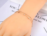 Small Daisy Charm Bracelet Double Layer CZ Crystal Beach Jewelry