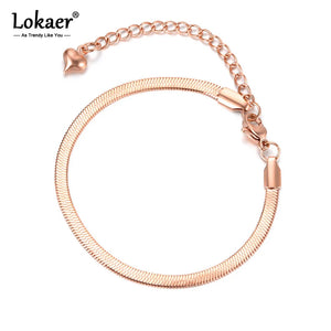 Rose Plated Thin Snake Chain Bracelet for Women - B18075