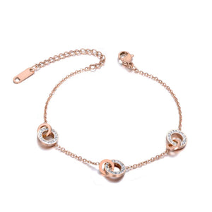 Titanium Stainless Steel Circle Charm Bracelet for Women Girls