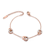 Titanium Stainless Steel Circle Charm Bracelet for Women Girls