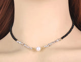 Crystal Strand Necklace Titanium Stainless Steel Pearl Choker Necklaces