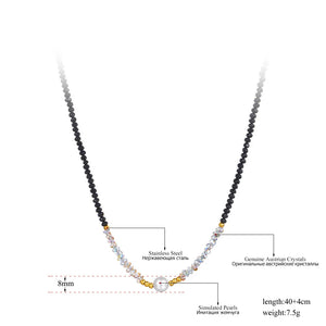 Crystal Strand Necklace Titanium Stainless Steel Pearl Choker Necklaces