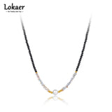 Crystal Strand Necklace Titanium Stainless Steel Pearl Choker Necklaces