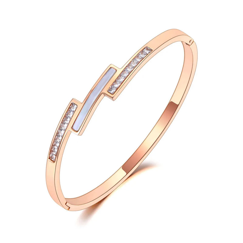 Crystal Cuff Bangle Bracelet Titanium Stainless Steel CZ