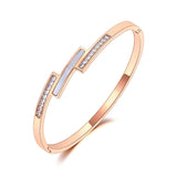 Crystal Cuff Bangle Bracelet Titanium Stainless Steel CZ