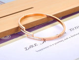 Crystal Cuff Bangle Bracelet Titanium Stainless Steel CZ