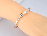 Crystal Cuff Bangle Bracelet Titanium Stainless Steel CZ