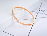Crystal Cuff Bangle Bracelet Titanium Stainless Steel CZ