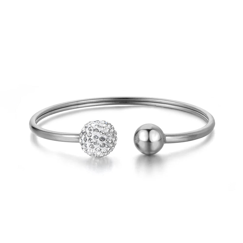 Titanium Steel Rhinestone Cuff Bracelet Bangle