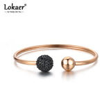 Titanium Steel Rhinestone Cuff Bracelet Bangle