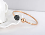 Titanium Steel Rhinestone Cuff Bracelet Bangle