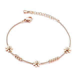 Titanium Steel Rose Plated Daisy Charm Bracelet