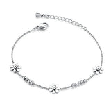 Titanium Steel Rose Plated Daisy Charm Bracelet