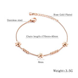 Titanium Steel Rose Plated Daisy Charm Bracelet