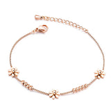 Titanium Steel Rose Plated Daisy Charm Bracelet