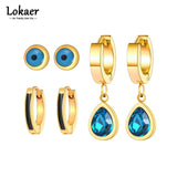 18K Plated Eyes Earrings Set CZ Crystal Jewelry