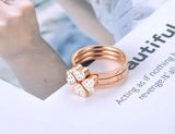 Heart Flower CZ Crystal Rings Titanium Stainless Steel R19074