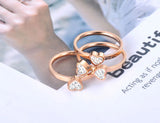 Heart Flower CZ Crystal Rings Titanium Stainless Steel R19074