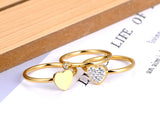 Mosaic CZ Crystal Love Heart Rings Stainless Steel R21032