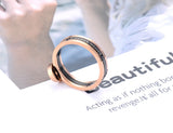 Acrylic Roman Numerals Ring, Rose Plated Stainless Steel