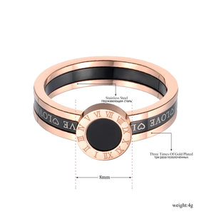 Acrylic Roman Numerals Ring, Rose Plated Stainless Steel