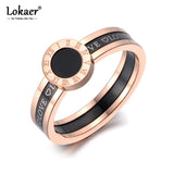 Acrylic Roman Numerals Ring, Rose Plated Stainless Steel