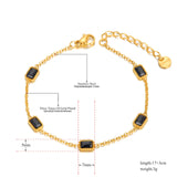 Black/Blue CZ Crystal Charm Bracelet Stainless Steel Bohemia Chain Link B22074