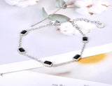 Black/Blue CZ Crystal Charm Bracelet Stainless Steel Bohemia Chain Link B22074