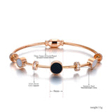Black/White Shell Charm Bracelet Bangle Stainless Steel CZ Link Chain