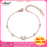 Bohemia Butterfly Crystal Charm Girl's Bracelet Stainless Steel CZ