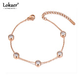 Bohemia Stainless Steel 5Pcs CZ Crystal Charm Bracelets For Women Girls