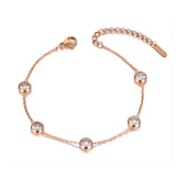Bohemia Stainless Steel 5Pcs CZ Crystal Charm Bracelets For Women Girls