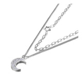 Bohemia Double-layer Rhinestone Moon Star Choker Necklace