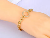 CZ Crystal Geometry Circle Charm Bracelet Titanium Stainless Steel Chain Bohemia