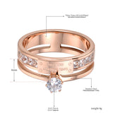 Rose Wedding Ring Stainless Steel Rhinestone Engagement R18049