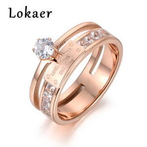 Rose Wedding Ring Stainless Steel Rhinestone Engagement R18049