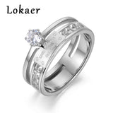 Rose Wedding Ring Stainless Steel Rhinestone Engagement R18049