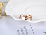 Rose Wedding Ring Stainless Steel Rhinestone Engagement R18049