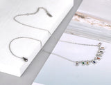Colorful CZ Charm Pendant Necklace Stainless Steel Bohemia Party Jewelry