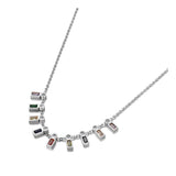 Colorful CZ Charm Pendant Necklace Stainless Steel Bohemia Party Jewelry