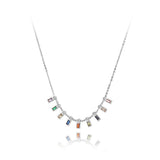 Colorful CZ Charm Pendant Necklace Stainless Steel Bohemia Party Jewelry