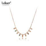 Colorful CZ Charm Pendant Necklace Stainless Steel Bohemia Party Jewelry