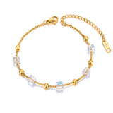 Bohemia Chain Bracelet with CZ Crystals 18K Plated Stainless Steel