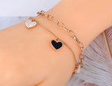 Double Layer Love Heart Charm Bracelet Women Girls Bohemia Chain Jewelry