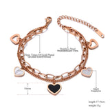 Double Layer Love Heart Charm Bracelet Women Girls Bohemia Chain Jewelry