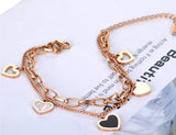 Double Layer Love Heart Charm Bracelet Women Girls Bohemia Chain Jewelry