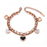 Double Layer Love Heart Charm Bracelet Women Girls Bohemia Chain Jewelry