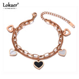 Double Layer Love Heart Charm Bracelet Women Girls Bohemia Chain Jewelry