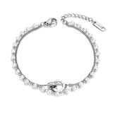 Double Layer Stainless Steel Roman Numerals Charm Bracelets For Women